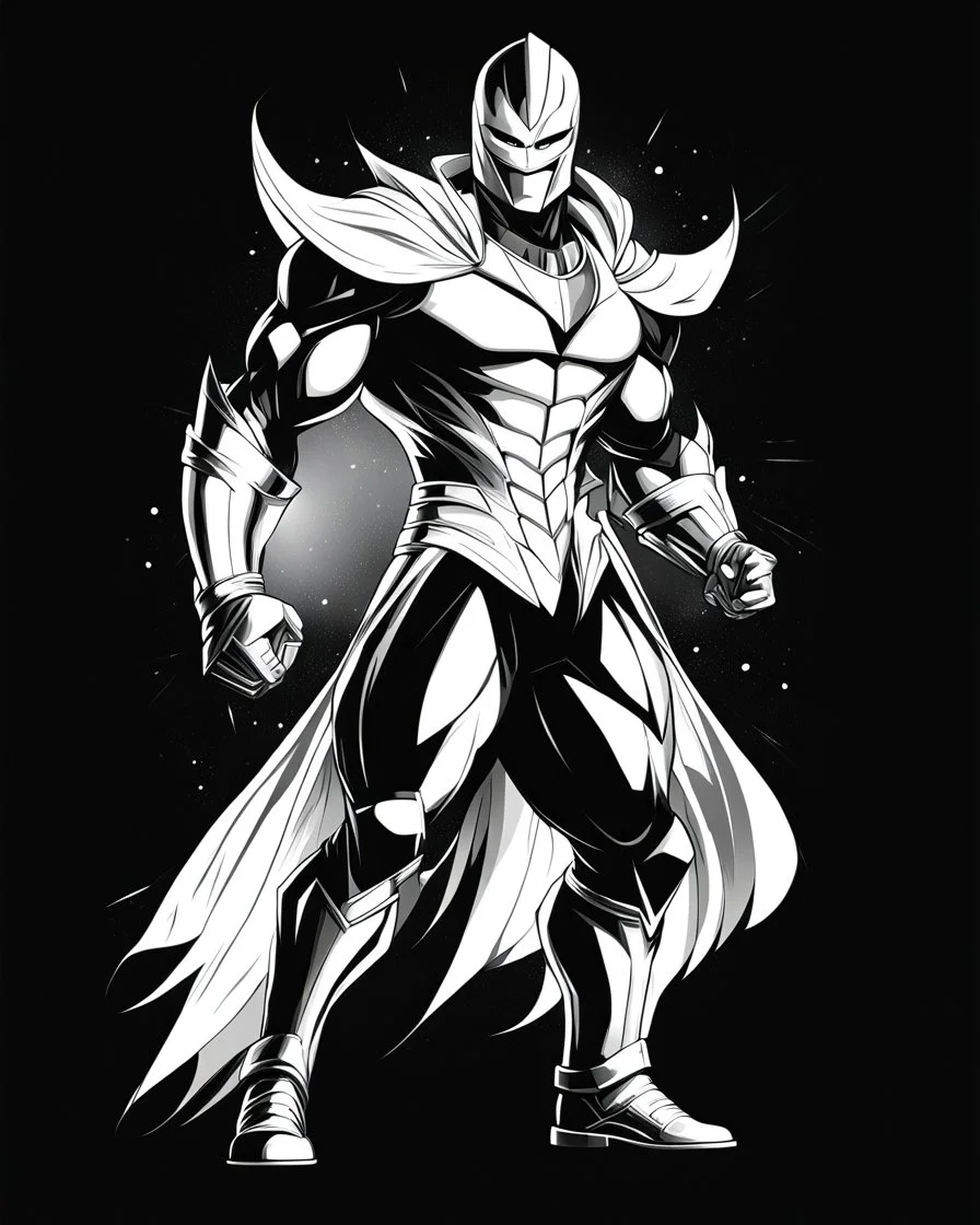 Dragman art illustration black background white color full body