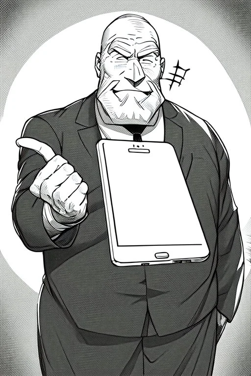 old man at phone, greyscale