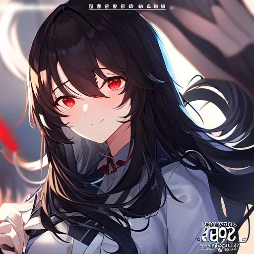 Clear focus,High resolution, black long fluffy hair, long fluffy bangs, red eyes, wearing a lab outfit, extreme close up, evil smile, front hair cover eyes