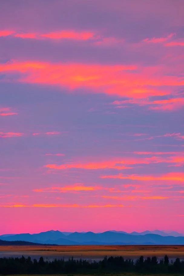 big rock mountains with and orange dawn sky