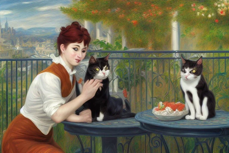 Zwei Katzen (auf der Terrasse) Auguste Renoir