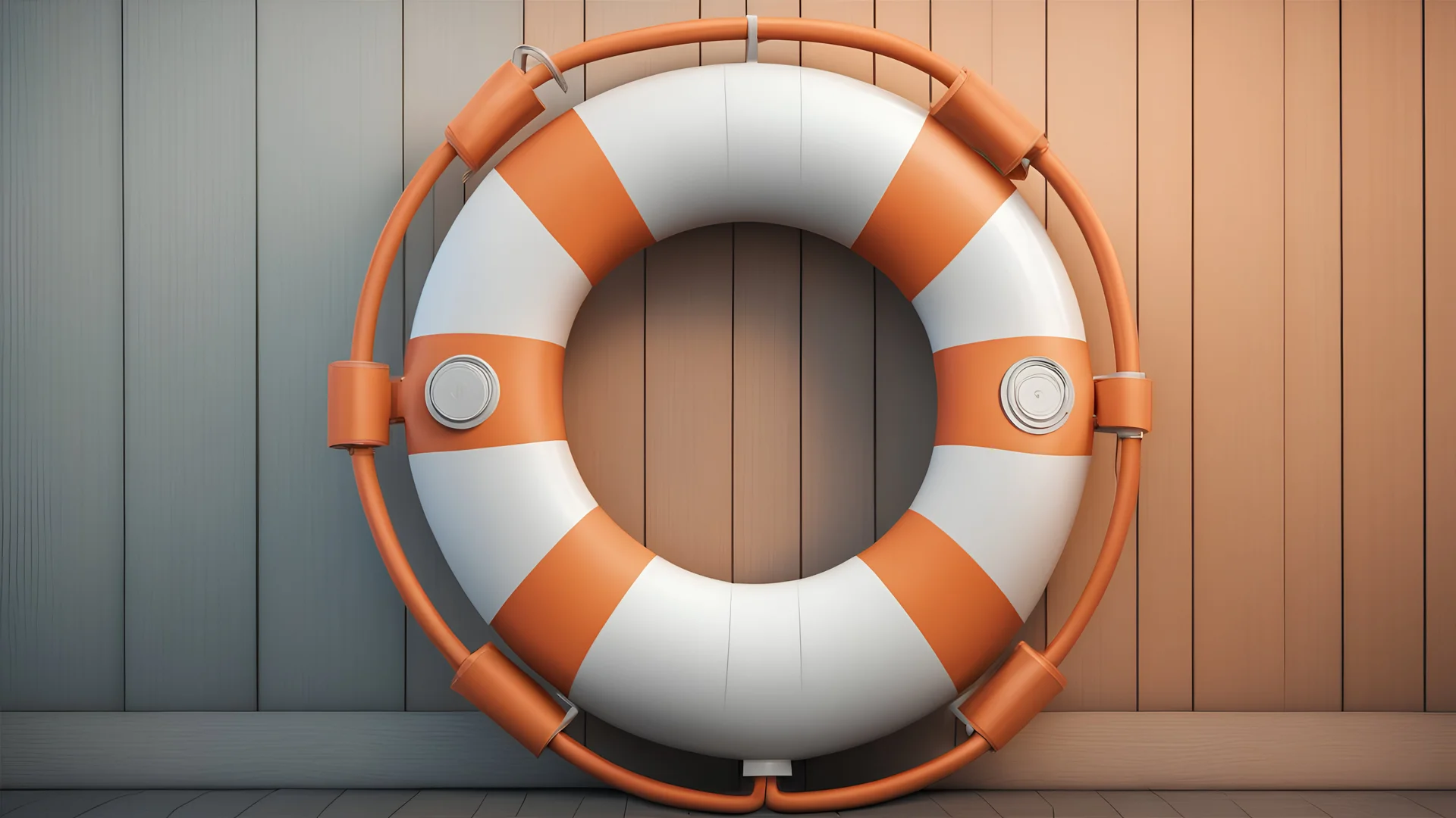 generate one clean modern looking lifebuoy in matte orange on a transparent background