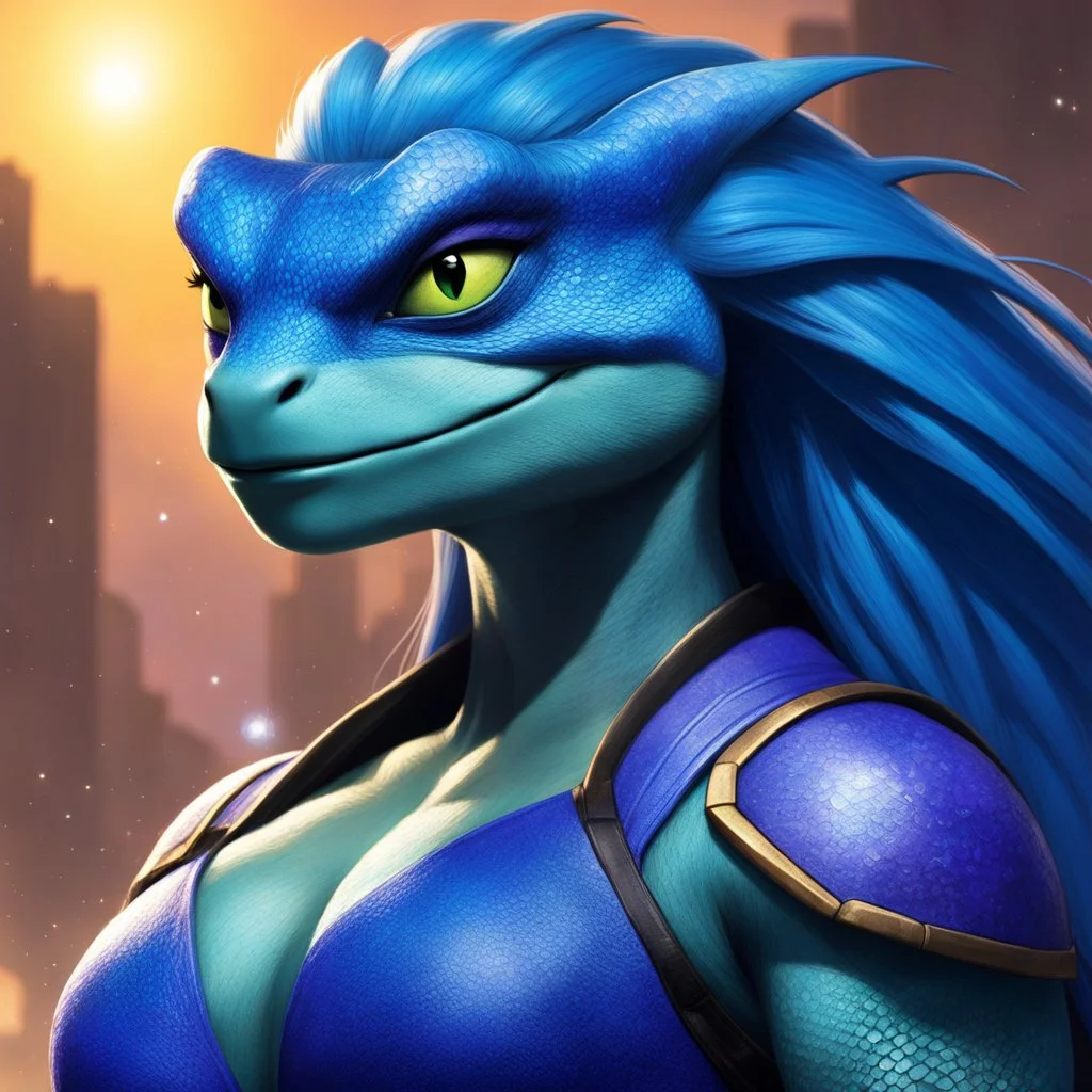 Mona, a cosmic enigma with a splash of charisma, graces the TMNT shores as a captivating mutant like no other. Once an unwilling sidekick to a second-rate baddie, a cosmic quirk transformed her into an alluring anomaly. Her blue-lizard skin, far from deterring her charm, adds an exotic allure to her enigmatic presence. Imagine this: a mesmerizing figure against the backdrop of the shoreline, Mona's cerulean skin glistening like a sapphire kissed by the sun. Her radiant confidence and quick-witte