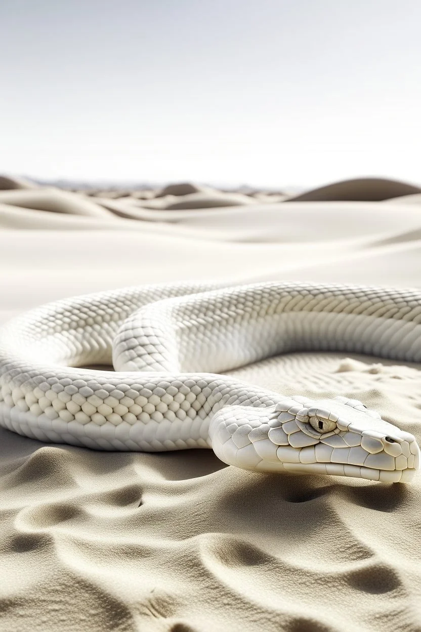 All white textured king cobra , in a desert sands