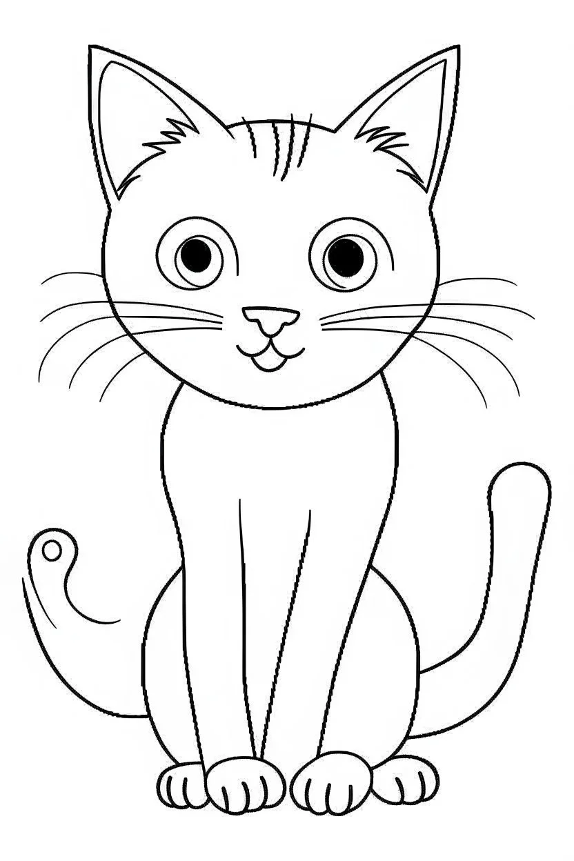 blank colouring book, simple picture for toddlers, cat