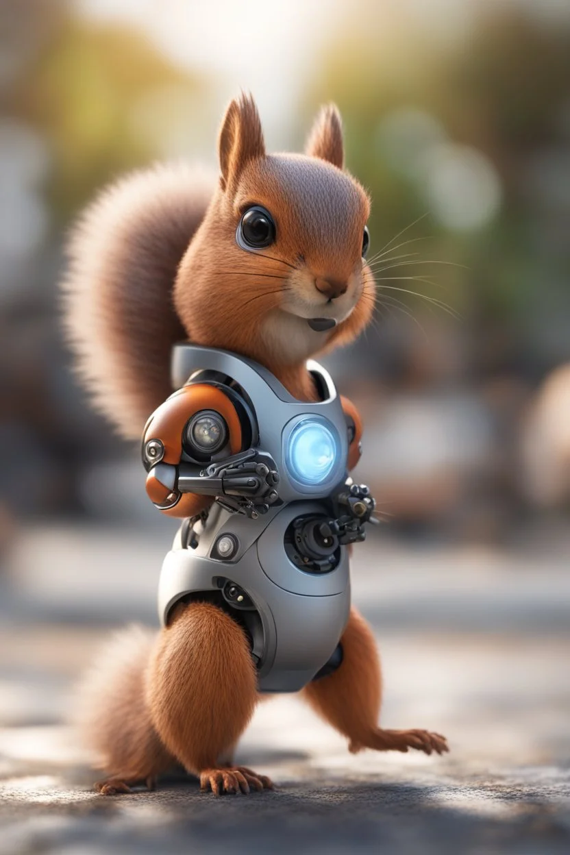 squirrel chat robot, bokeh like f/0.8, tilt-shift lens 8k, high detail, smooth render, down-light, unreal engine, prize winning