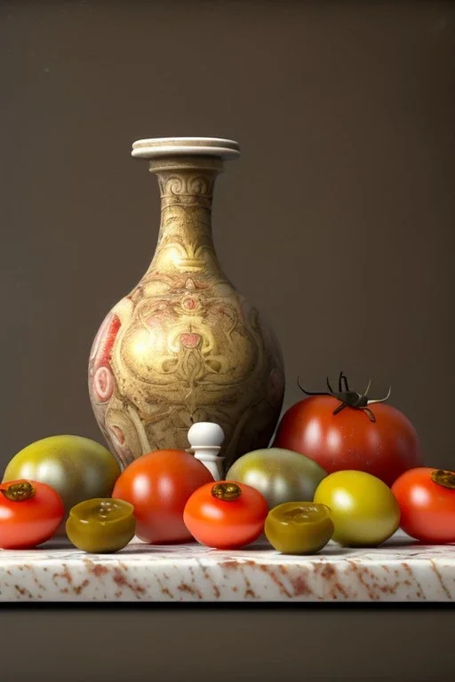 renaissance style still life composite, Raviolis with natural tomato, albahaca, olives, olive oil. moisture, art, natural, ornaments, marble, gold, high kitchen, smooth, gradient color background, unreal engine 5, ray tracing, RTX, lumen lighting, ultra detail, volumetric lighting, 3d.