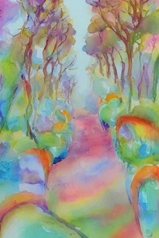 bright watercolor painting of wanderlust