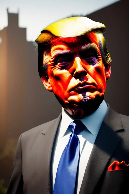 Ultra realistic image, Donald trump zombie, zombie performance, suit, skull, blood, torn arm, night, walking twisted, waist up view, thriller style, dark ambient, highly detailed, White House background, concept art, unreal engine 5, ray tracing, RTX, ultra detail, volumetric lighting, high definition, high resolution.