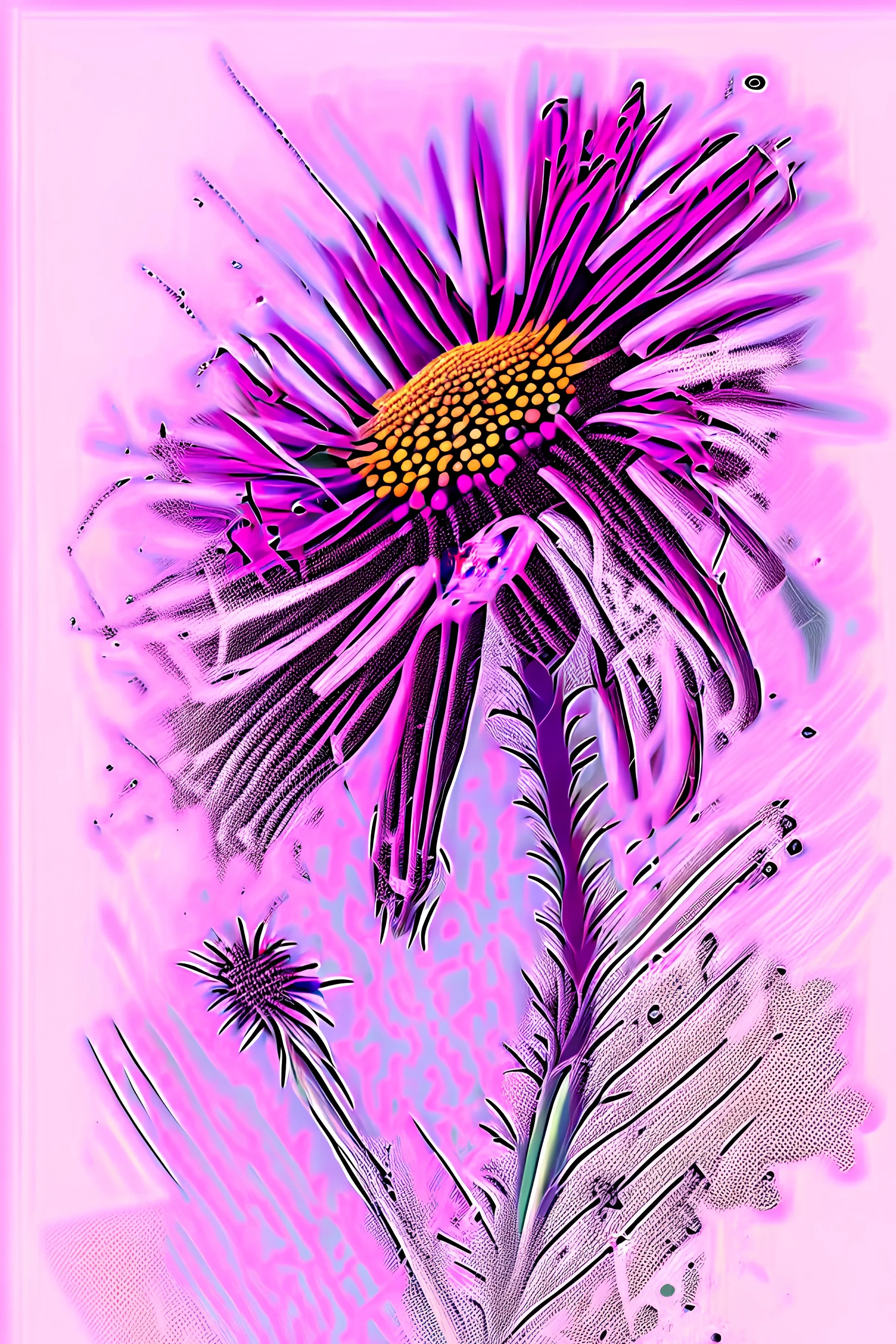 Echinacea, watercolor painting, ultrasharp, realistic colors, with some splatters