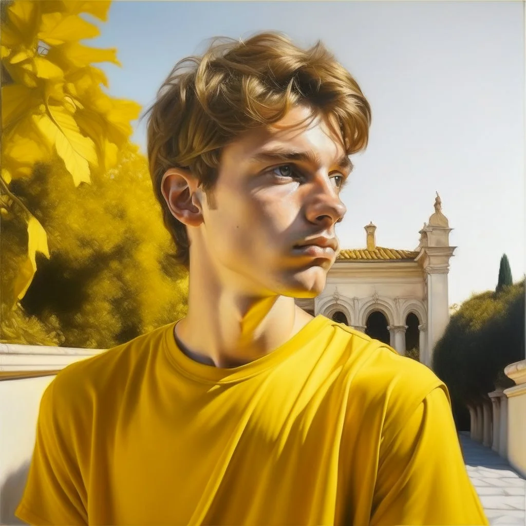 Neoclassicism young man realistic yellow cote d'azur