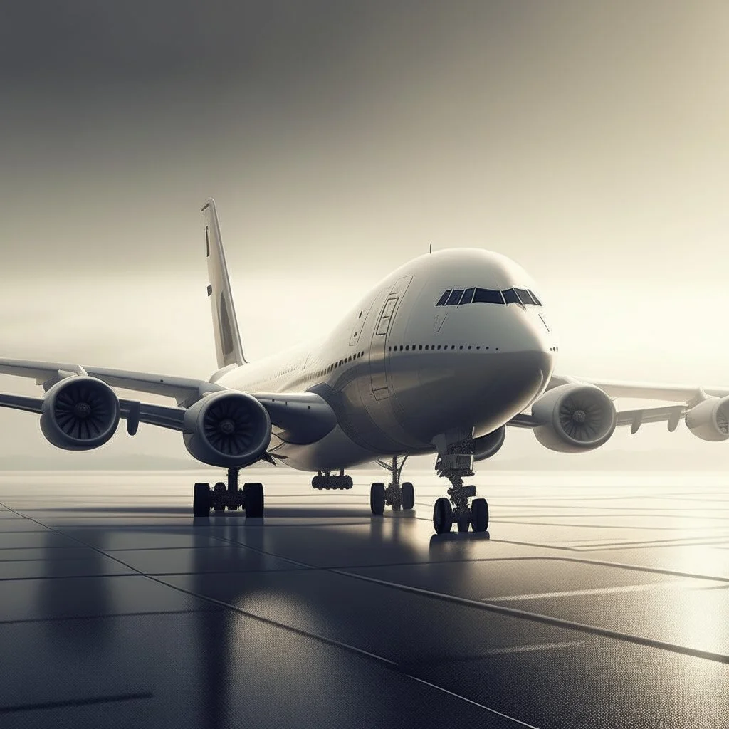 i want to create ai image for photo backgrounds of an aeroplane parked in the runaway