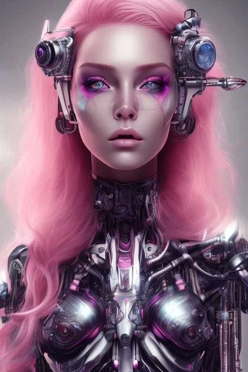 cyborg, pink hair, seven , perfekt eye, real, dream