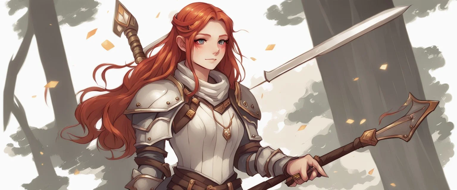 Teenaged Female Red haired kitsune paladin/bard