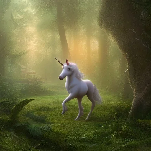 forest glade, unicorn, 8k