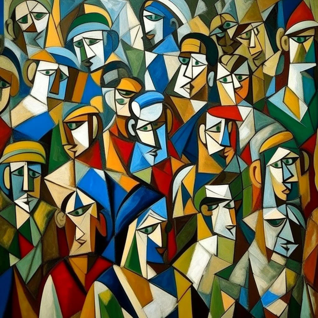 picasso cubism crowd of people