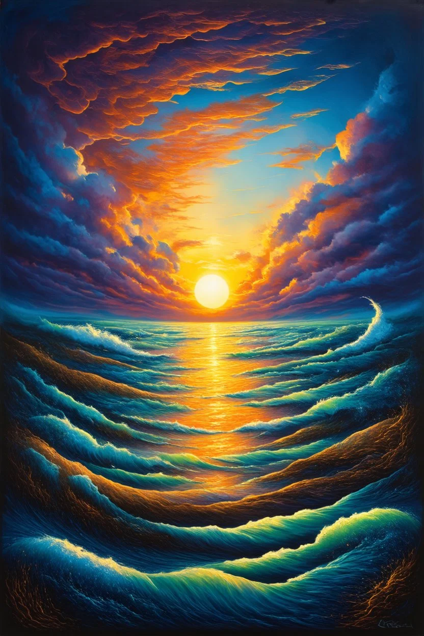 the sunrise on the other side of the storm; Neo-surrealistic Optical Art