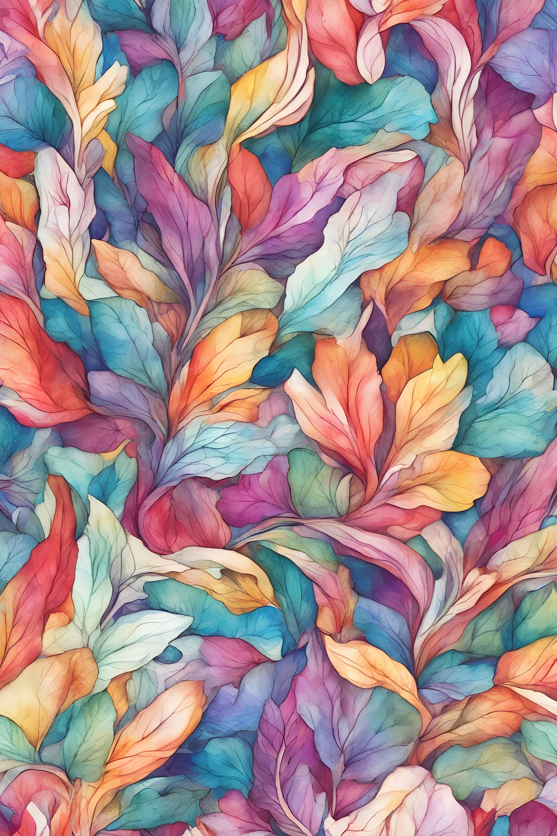 vibrant multi colors water color seamless pattern with white outlines