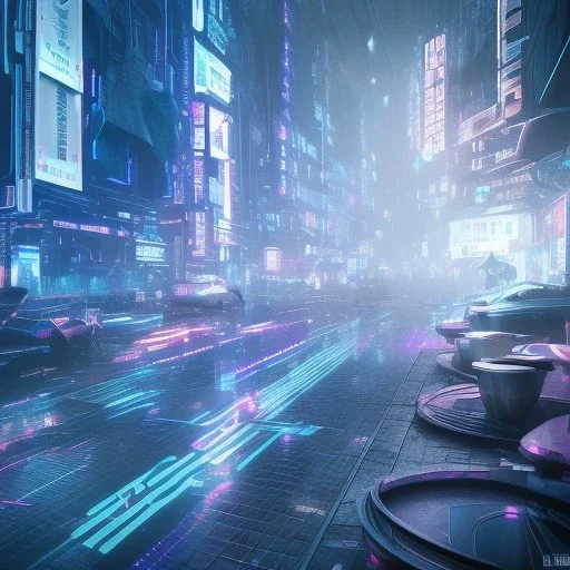 afterlife in the digital void, thriller vibe, 4k, moody cinematic lighting, realistic, highly detailed, blade runner style future Tokyo, blue and purple, highly detailed, conceptual art, volumetric, octane render