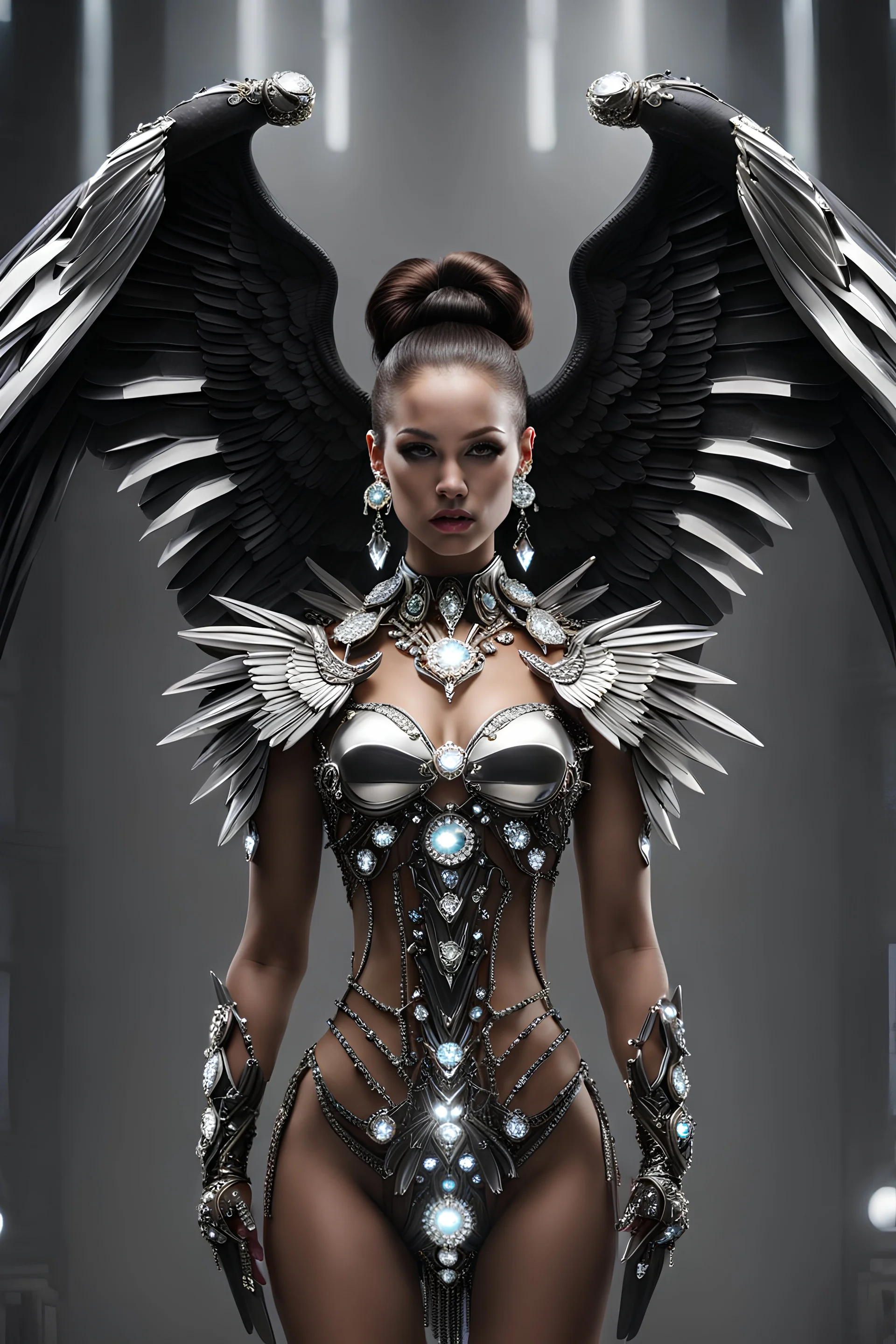 Beautiful Cyborg Angel full body jewelry diamonds