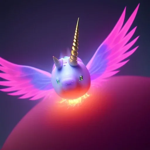 CaM küre içinde fantastik unicorn ateşli kanatları olan