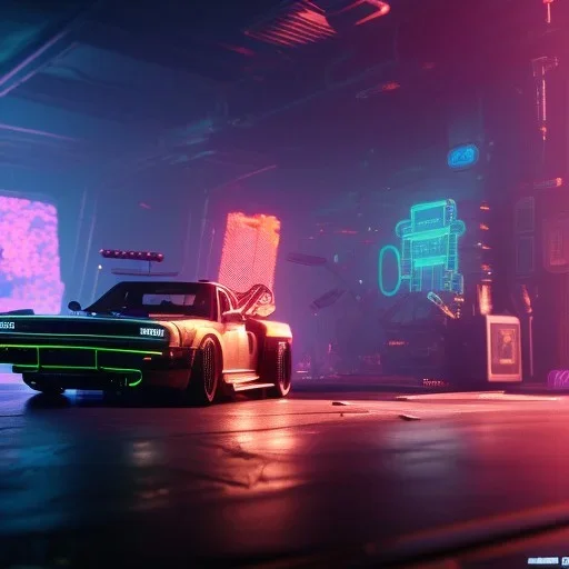 cyberpunk truck,cyberpunk 2077,center composition, ultra realistic,shiny, smooth, studio quality, octane render, Surrealism, Triadic colour scheme,glow-stick, ambient lighting,nightclub lighting, polaroid, 100mm, --ar 1:1 --v4