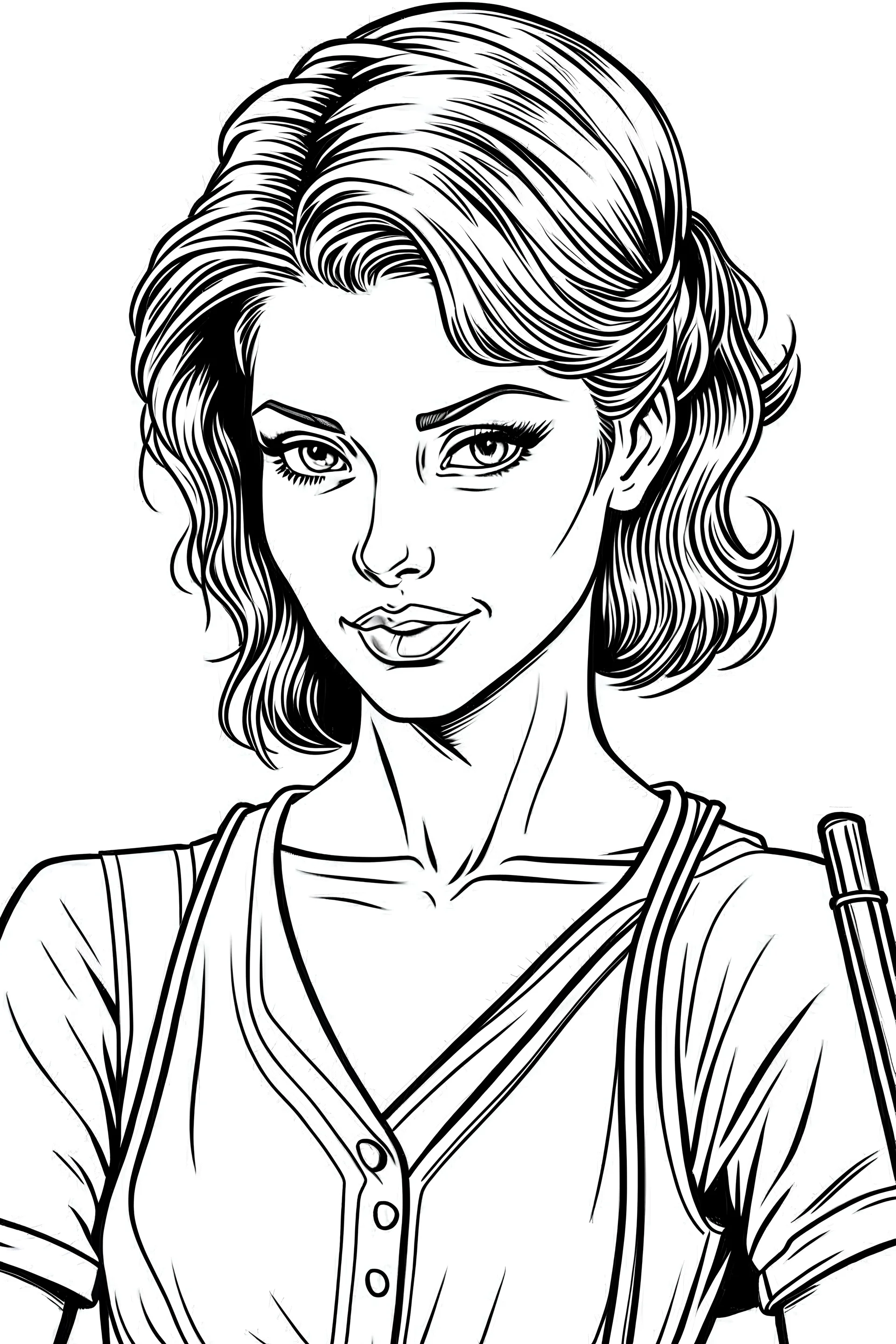 CLEANER PRETTY woman COLORING PAGE CLEAR LINES