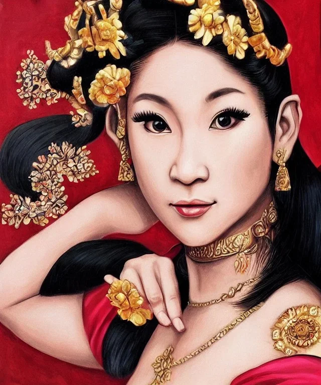 Beautiful k chun-li potrait like monalisa