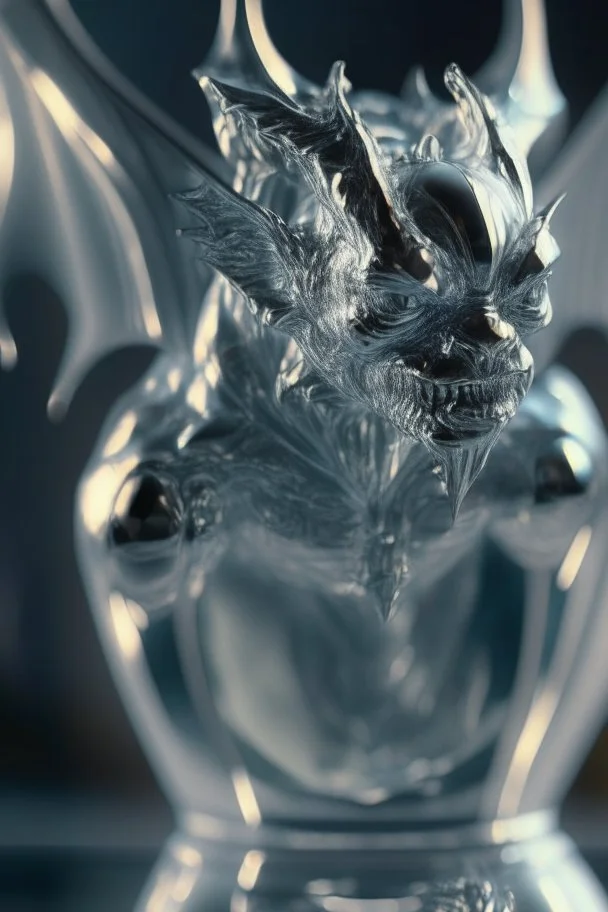 transparent gemstone gargoyle, in chrome casino, high detail, 8k, cinematic, depth of field, art