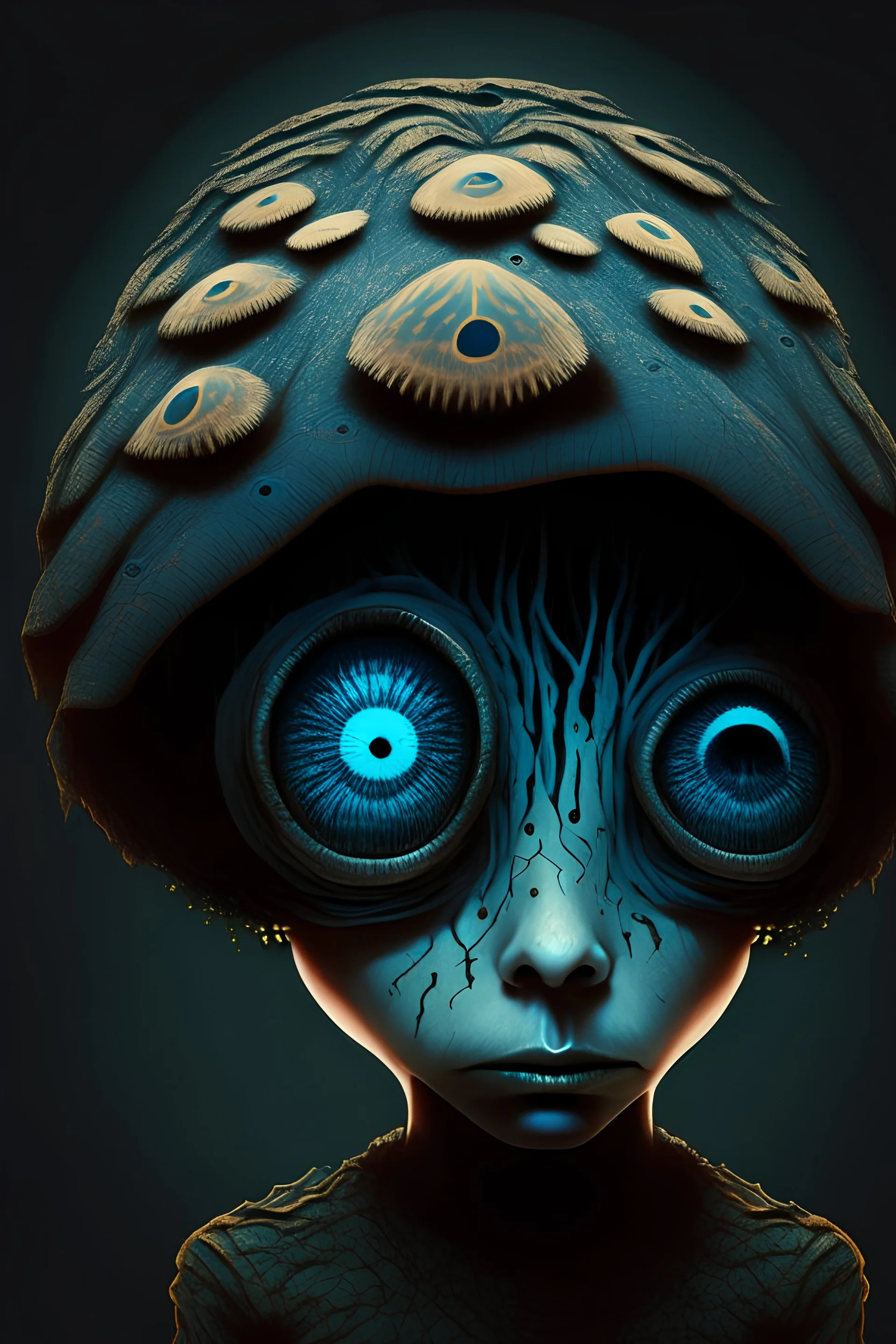 psilocybin young humanoid villain hiding eyes