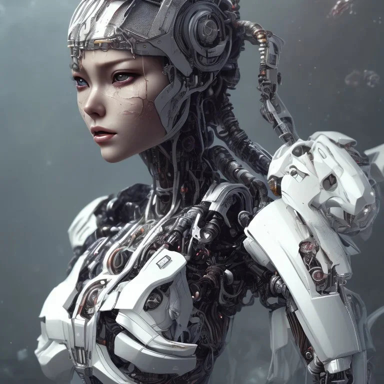 portrait,hitomi tanaka robot, wearing argentina, post-apocalyptic in a football stadium, realistic, intriacte detail, sci-fi fantasy style, volumetric lighting, particales,highly detailed,cinamatic, deep colours,8k