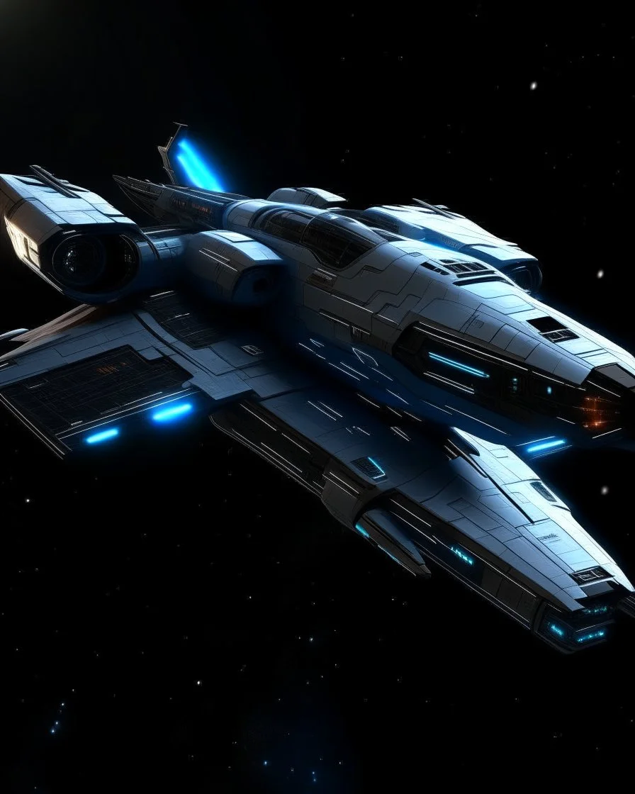 A super-advanced fighter in space for galactic travel with all the combat facilities