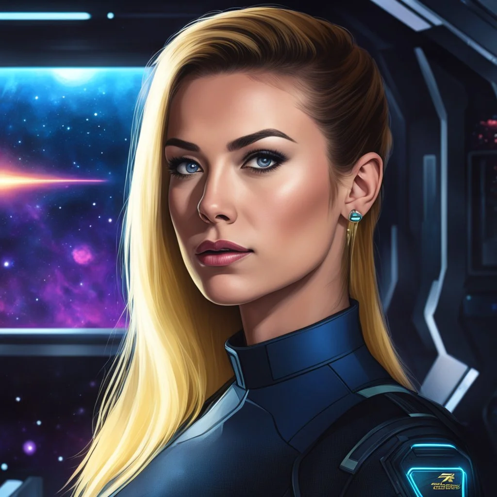 [space, the final frontier] Rebecca from CYBERPUNK EDGERUNNERS in Star Trek lower decks style.