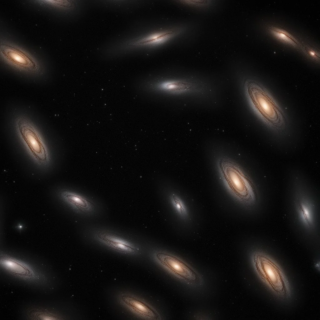 Triplet of galaxies on black background