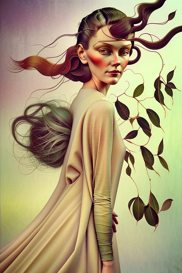 Streamline moderne woman windblown hair trees leaves carel weight Oxana dobrovolska catrin welz-stein andrea kowch andrea kurti art deco