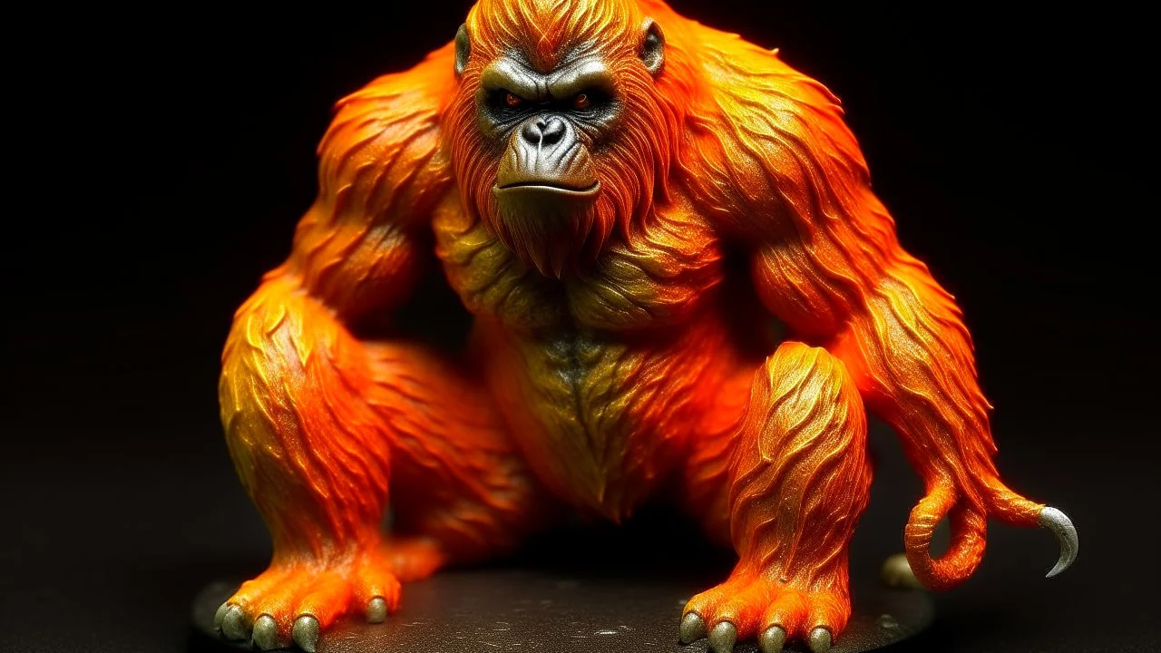An orange colored lightning elemental gorilla painted by Karl Wiener