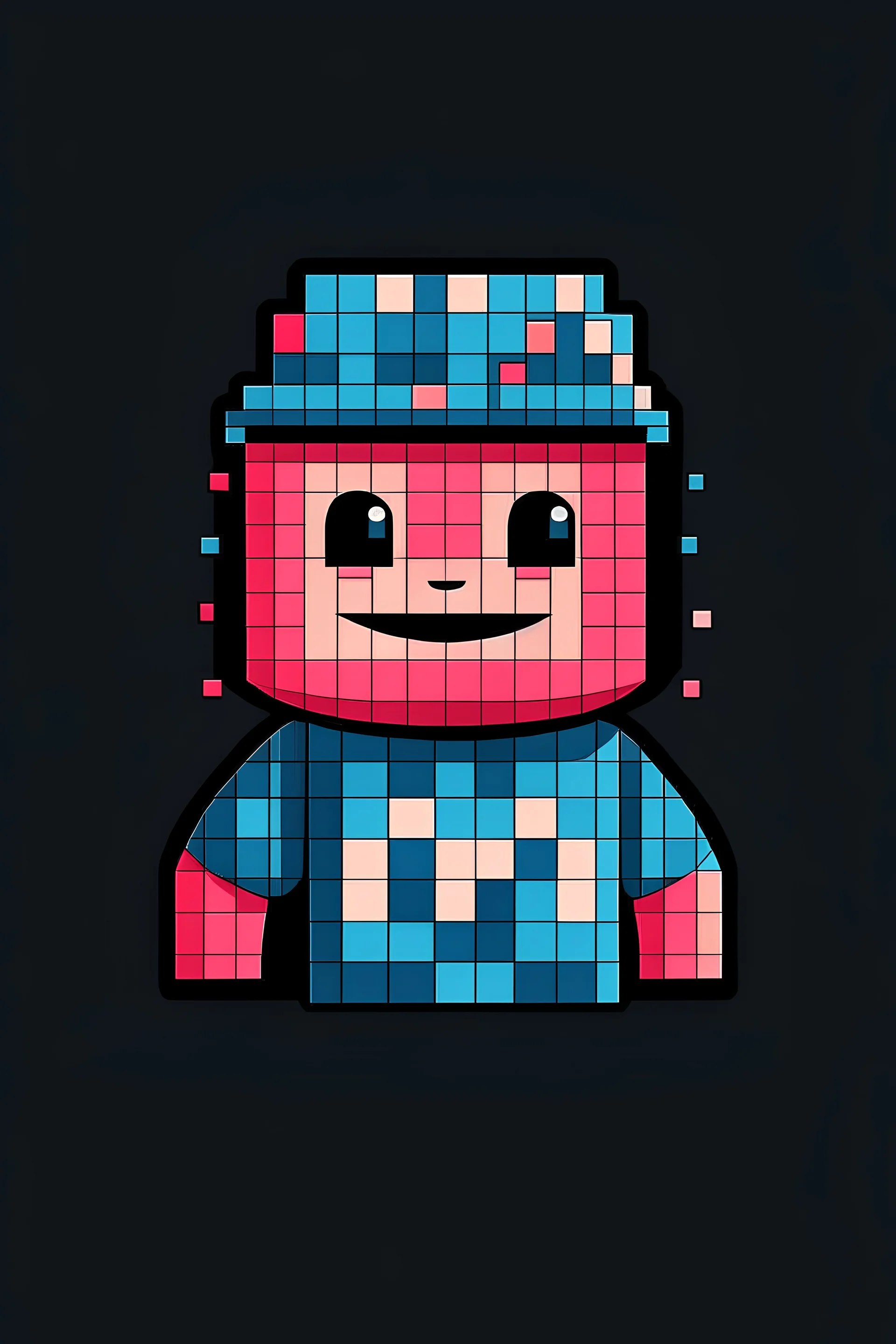 pixel, high quality, HD photo, illustrated rolly, simple eye and smile, hoodie on