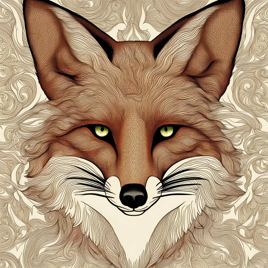 Face of a fox (((made up of small fox faces))), ultra quality, hyper detailed