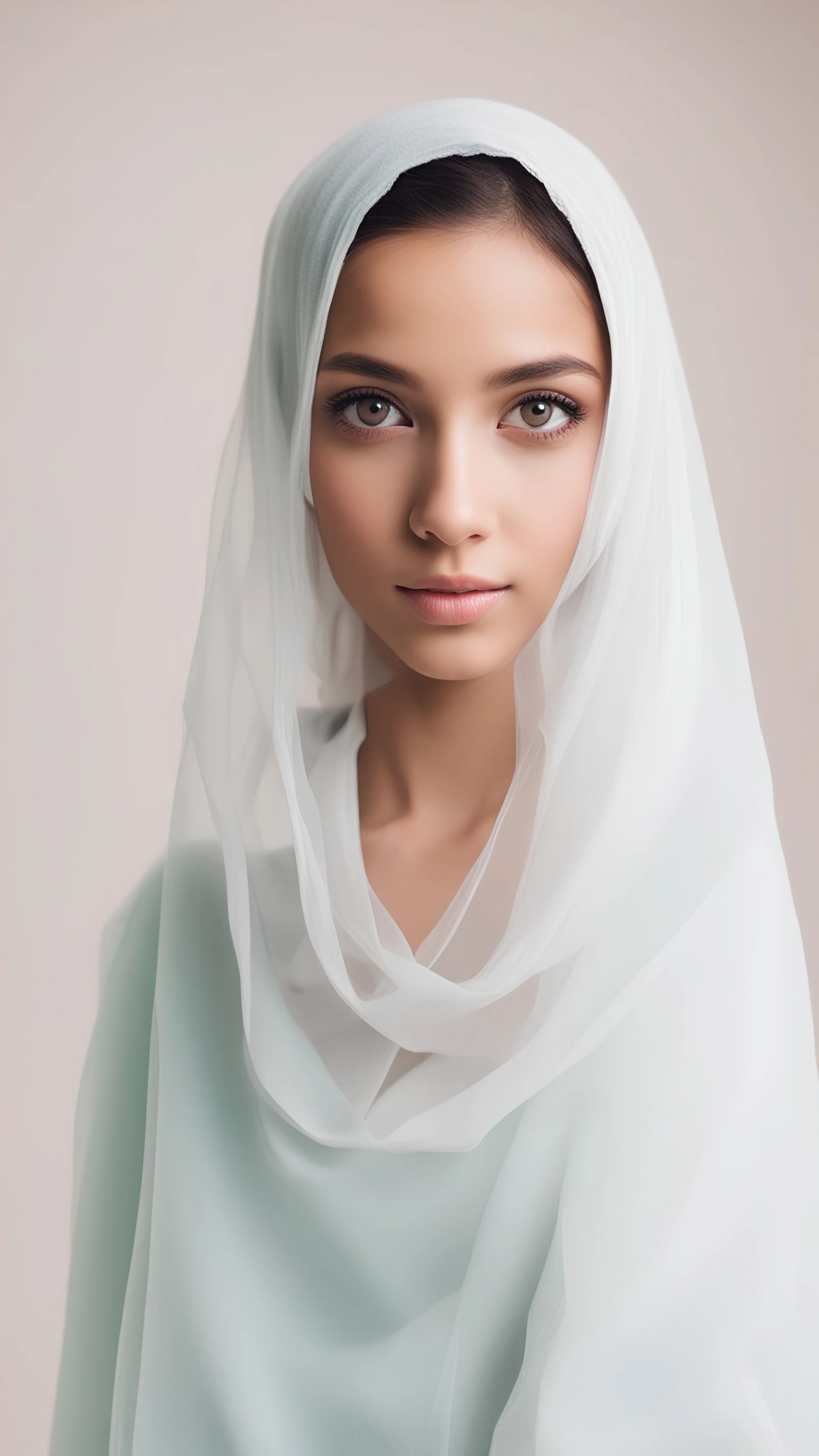 Beautiful veiled Muslim girl standing in front of the camera