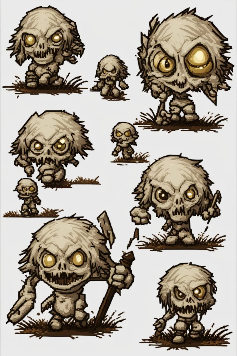 “Create a sprite sheet of 9 to 12 different sprites in a consistent grid We will use these sprites to make a GIF animation The sprites should be showing a Undead moving in Pixel style Each sprite has to be different from the one before him And make sure the sprite sheet is consistent and reliable You have to generate 4 different images; each one depicting a totally unique sprite sheet