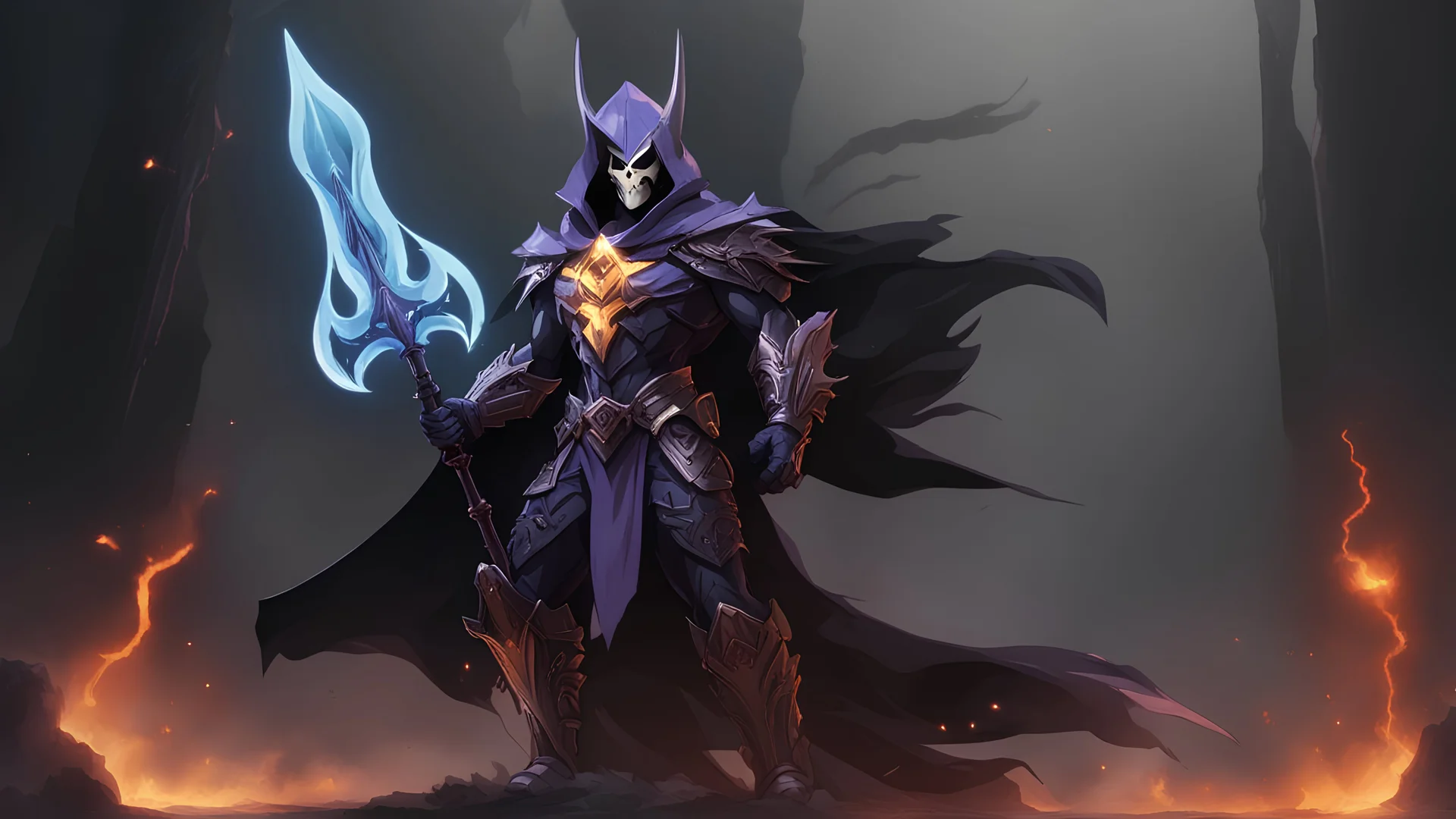 Sauron mixed with skeletor in 8k solo leveling shadow artstyle, machine them, close picture,