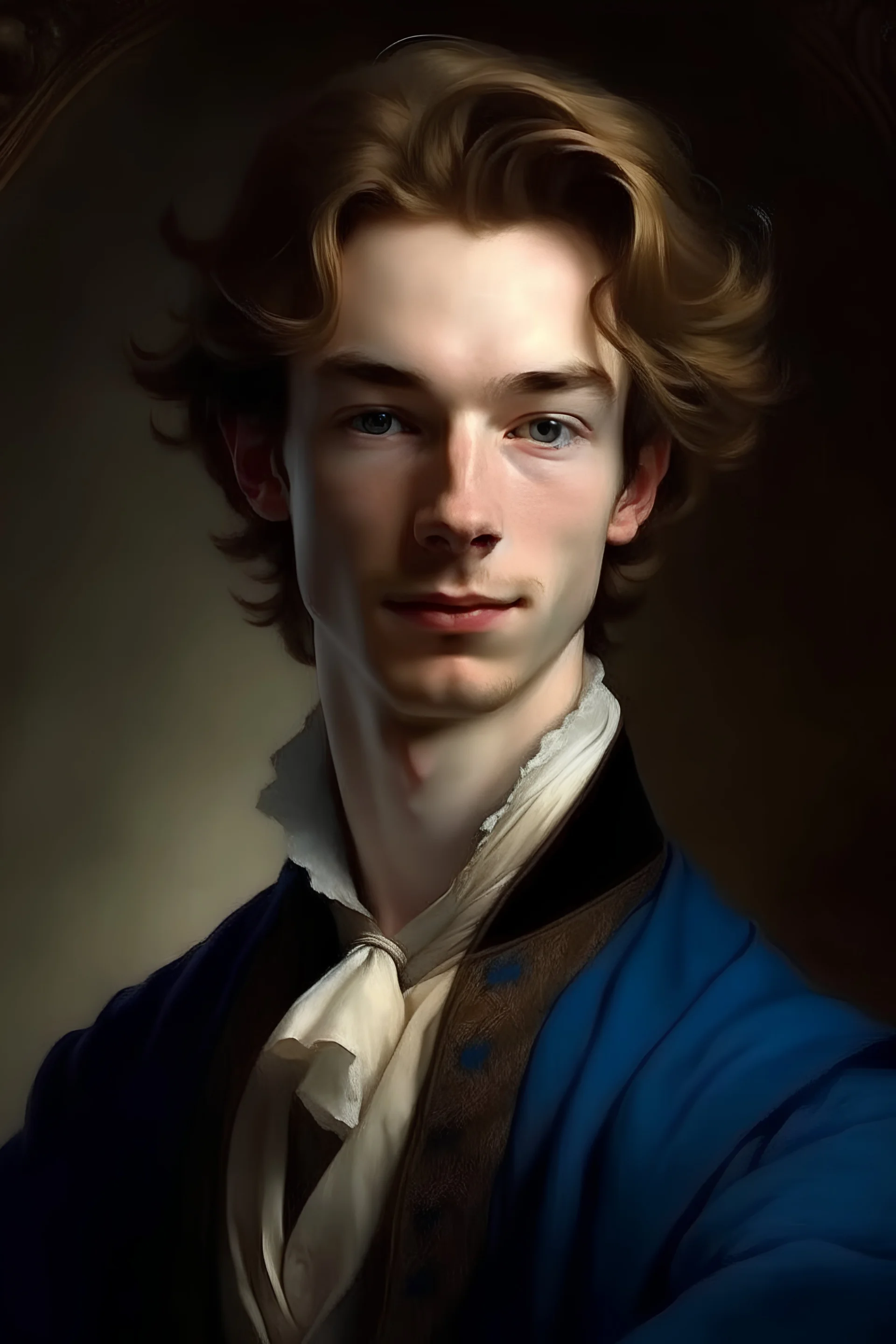 Generate a 17th century portrait of a young, handsome rich man of french descent named Olaph