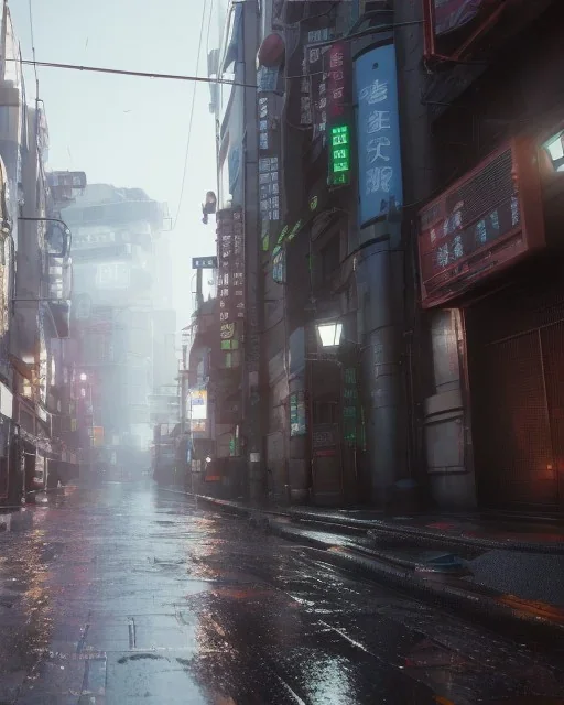 ciberpunk, big street empty tokyo, children lost, rain, intricate, xtreme detailed, 4k, unreal engine 5, photorealistic