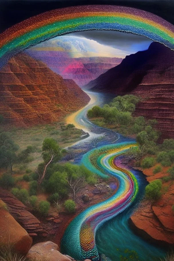 Dreaming Dreamtime Everywhen world-dawn ancestral past ancestral present unfixed in time abiding events serpent rainbow flat earth heavy rainstorms hills gorges creeks rivers kimberly