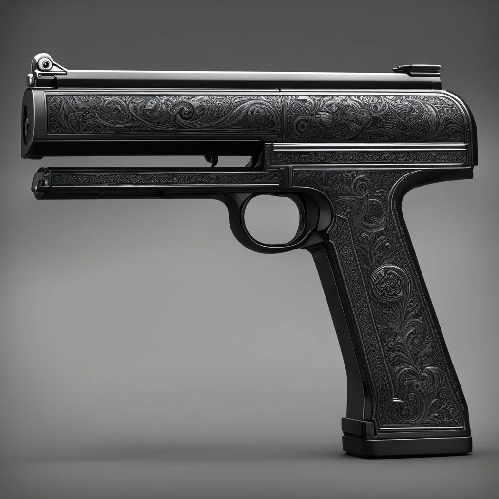 Ah, the stapler pistol, created by a demon with style. Picture this: a sleek, black weapon that combines the functionality of a stapler with the deadly precision of a pistol. The demon's craftsmanship is evident in every detail, from the polished metallic frame to the intricate engravings of infernal symbols along the barrel.
