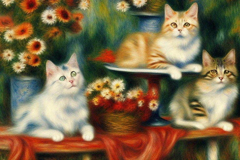 Two cats (on a terrace) by Auguste Renoir