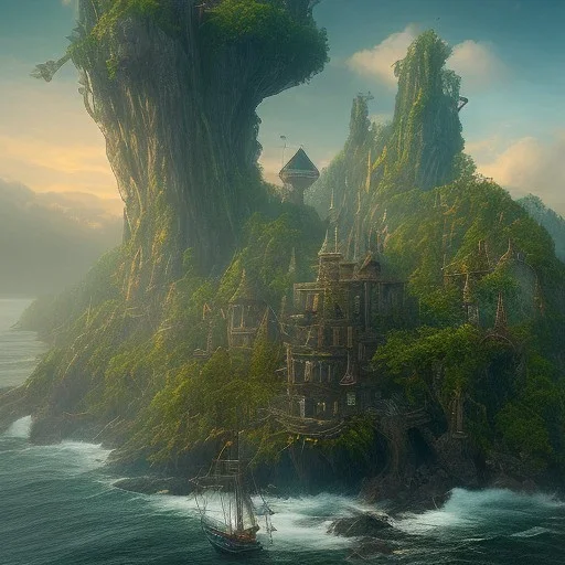 Mysterious island, --s 700, cinematic lighting, intricate details, ultra realistic style, 8k resolution