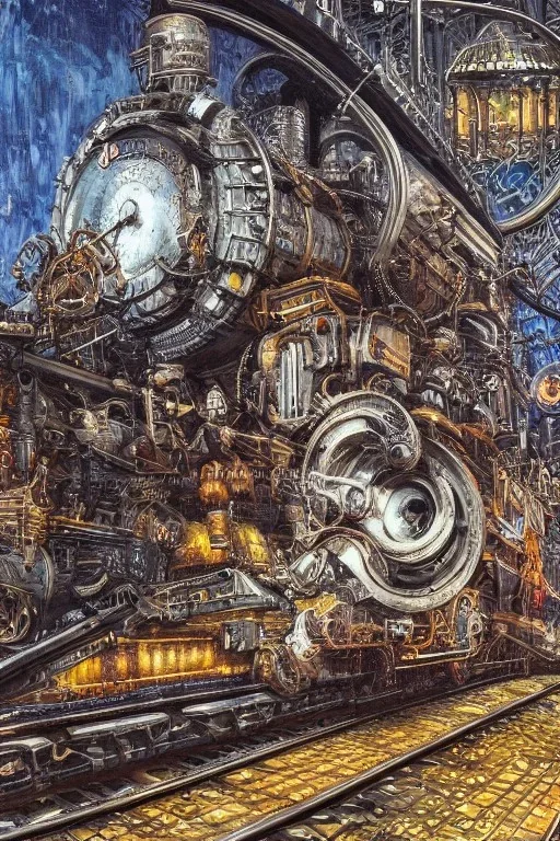 Insanely detailed intricately detailed meticulously detailed hyperdetailed cyberpunk, technopunk, steampunk train on a roller coaster, high contrast, blurry Impressionist landscape background textured paint, luminism, hyperrealism, fine art CorporateMemphis