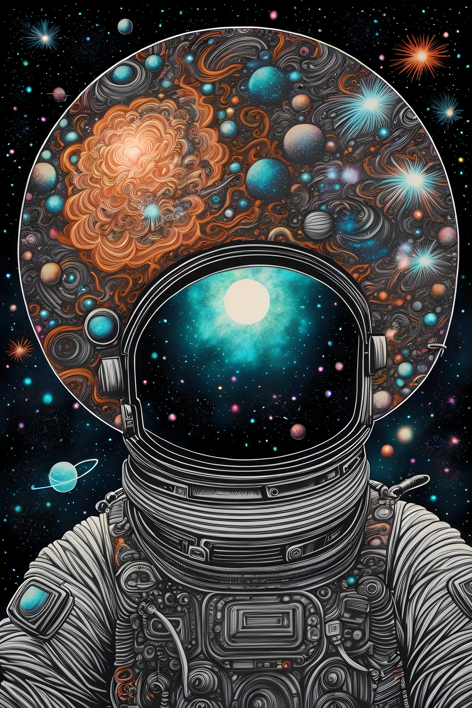 Space, stars, nebula, gases+Exploding from head by #dualexposure, hyperdetailed intricate elaborate fine art