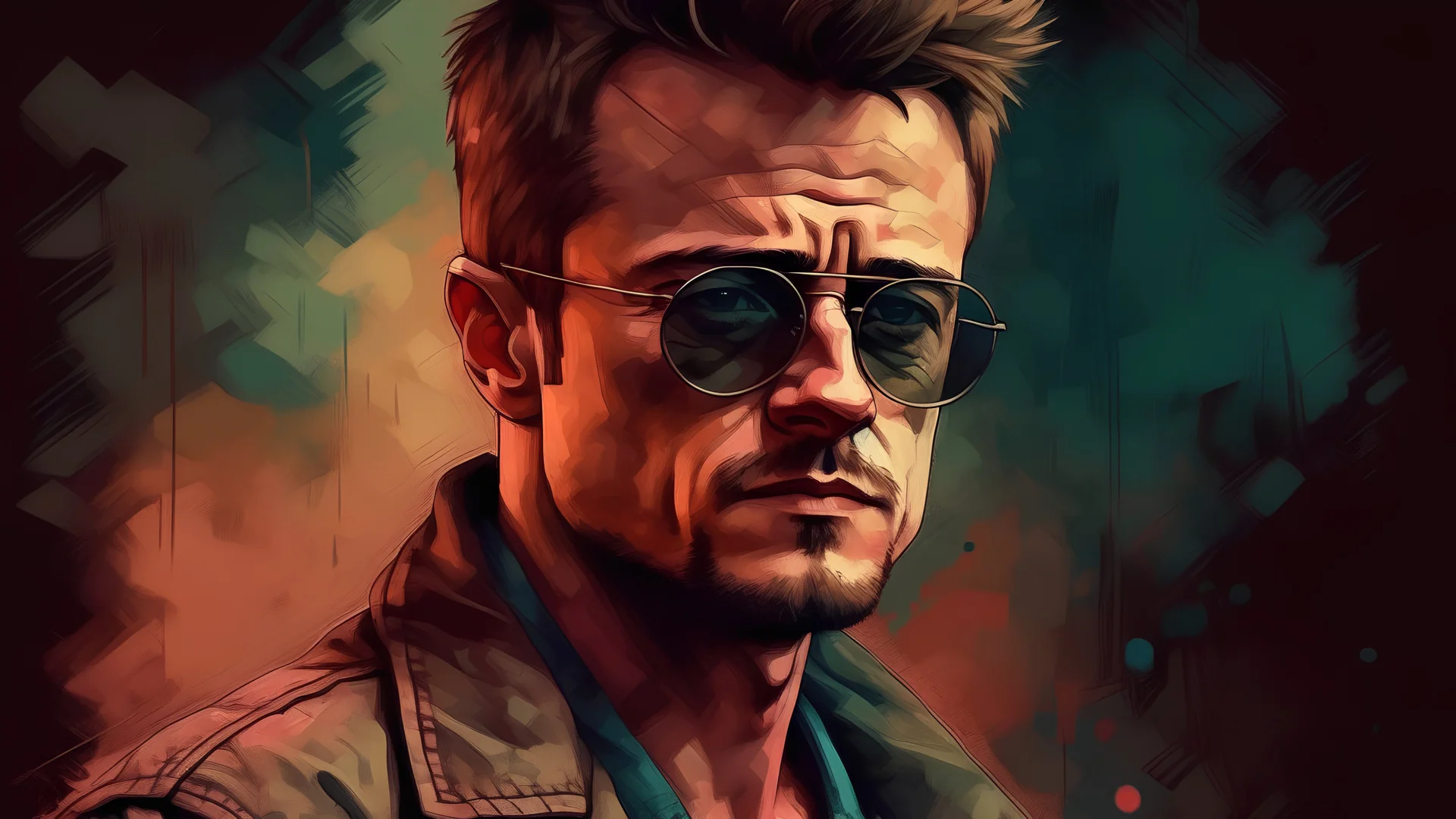 potrait of tyler durden with painterly art style